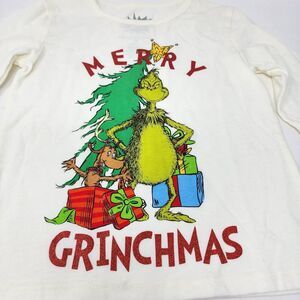 The Grinch Merry Grinchmas White Long Sleeve Girls Graphic T‎ Shirt XS New